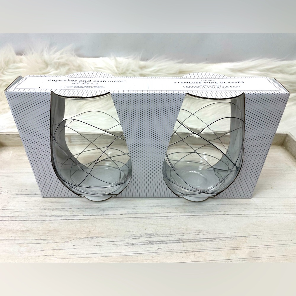 New Stemless Wine Glasses, Set of 2, Cupcakes and Cashmere at Home